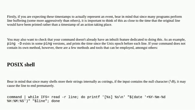 Prepending a timestamp to each line of output from a command смотреть онлайн