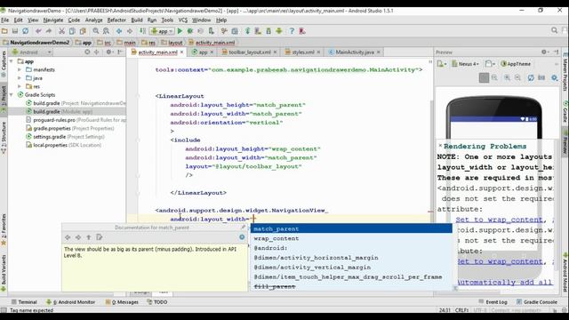 Android Studio Tutorial - 73 - Create Navigation Drawer using NavigationView смотреть онлайн