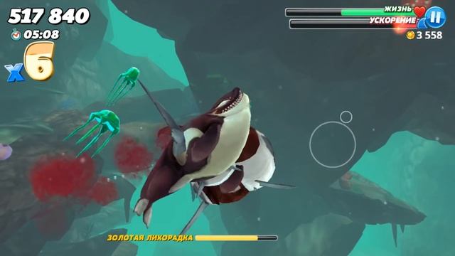 КАСАТКА ВЫХОДИТ НА ОХОТУ, ОХОТА НА АКУЛ | Hungry Shark World смотреть онлайн