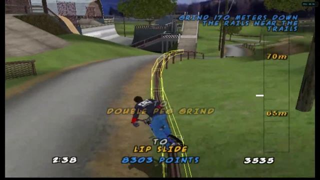 Dave Mirra BMX 2 Grind 170 meters down the rails near the trails смотреть онлайн