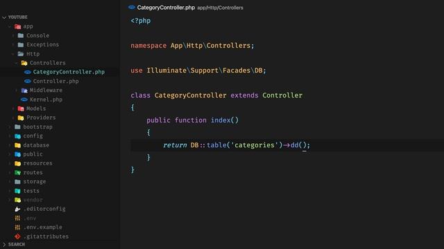 Laravel YouTube API клон #5 - Получение категорий из базы данных смотреть онлайн