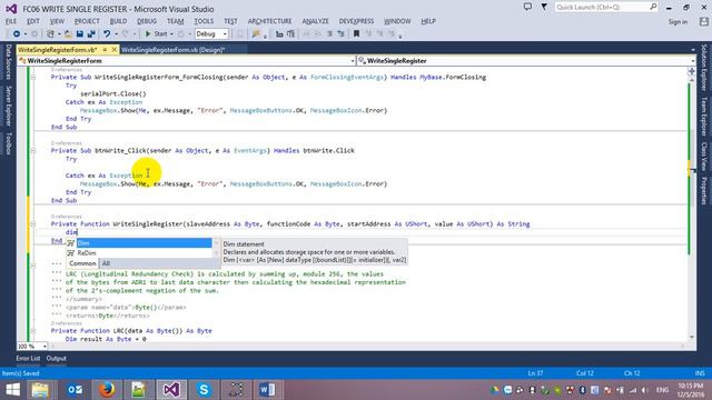 Modbus ASCII With Visual Basic: Function 06 Write Single Register смотреть онлайн
