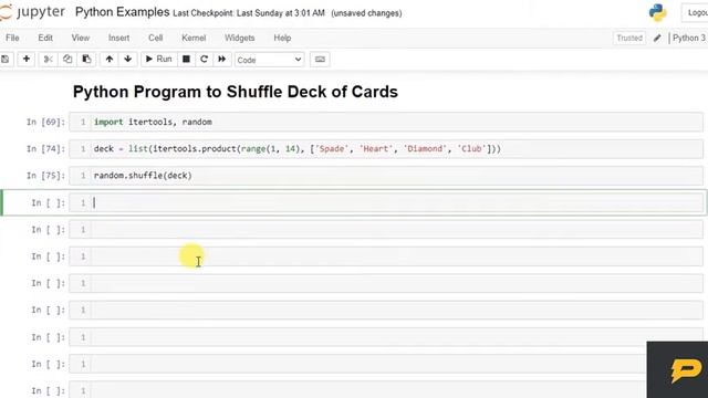 Python Program to Shuffle Deck of Cards смотреть онлайн