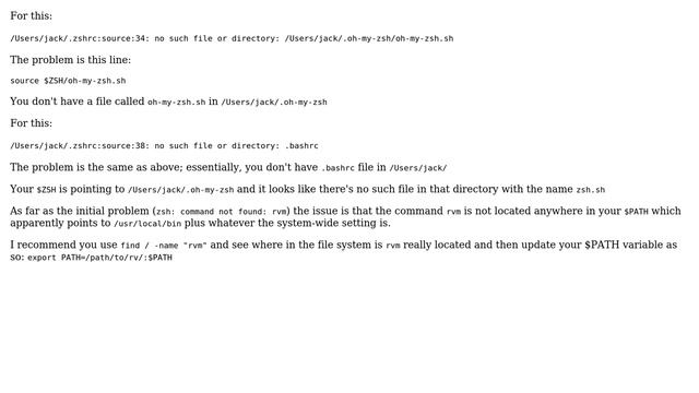After installing oh-my-zsh: ... /.zshrc:source:34: no such file смотреть онлайн