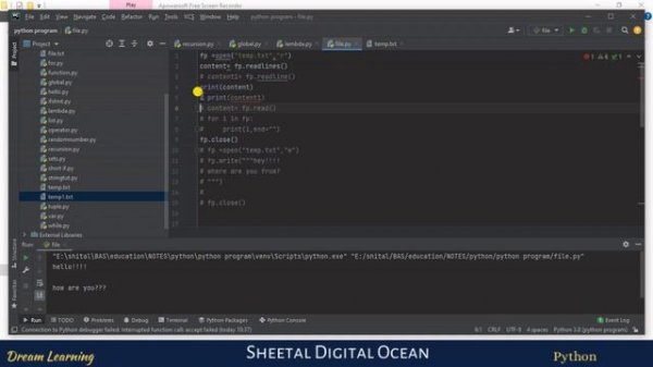 File operation in Python | Create, Open, Append, Read, Write | Python Tutorial #24