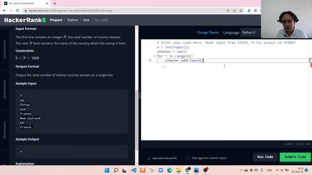 HackerRank Sets Set.add() Sorusunun Python Dilinde Çözümü смотреть онлайн
