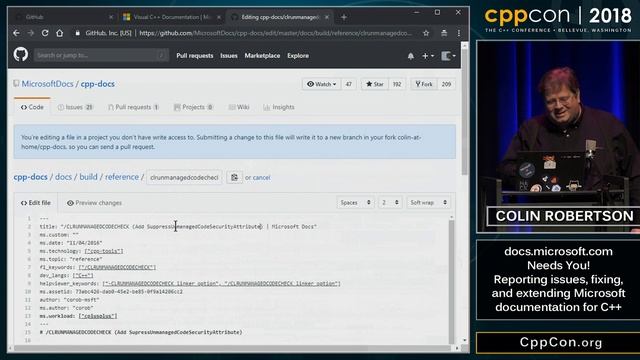 docs.microsoft.com Needs You! - Colin Robertson [ CppCon 2018 ] смотреть онлайн