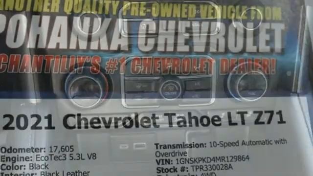 Used 2021 Chevrolet Tahoe Manassas VA Chantilly, MD #TPR330028A - SOLD смотреть онлайн