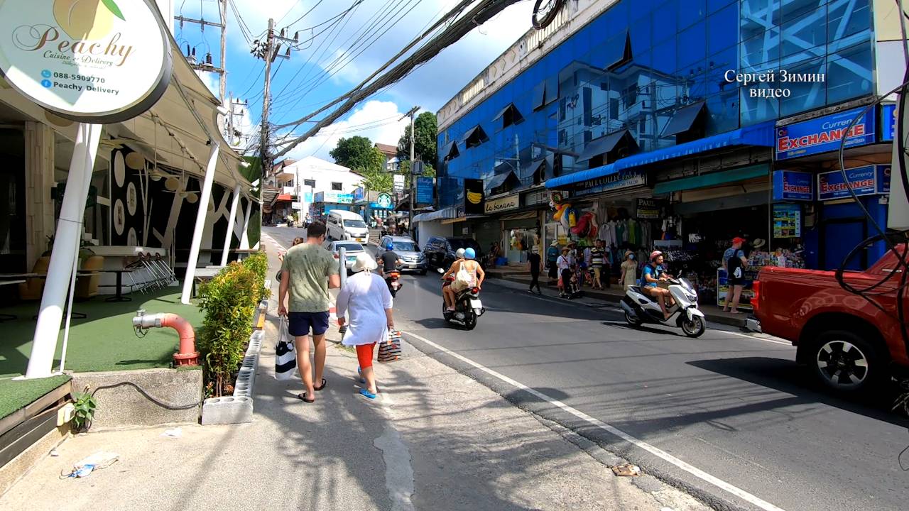 Дорога от отеля Peach Hill на пляж Карон, Пхукет, Таиланд смотреть онлайн