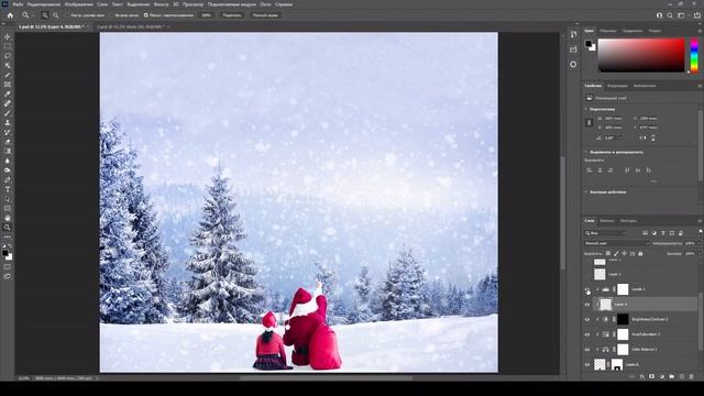 Winter Snowman Photoshop tutorial + psd смотреть онлайн