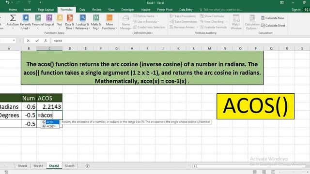 Math And Trig Formulas in Ms Excel Abs, Acos, Acosh Formulas in Excel смотреть онлайн