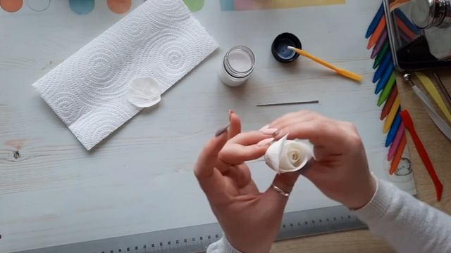 Белая роза из холодного фарфора. Мини МК смотреть онлайн