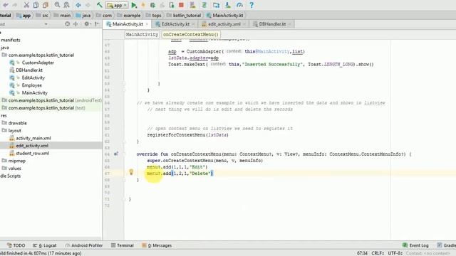 Create Context Menu With Kotlin in Android смотреть онлайн