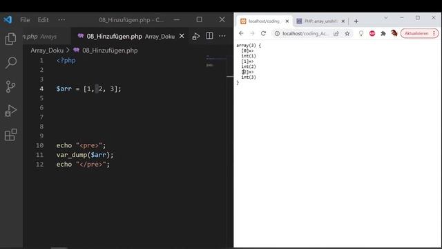 Arrays - HINZUFÜGEN array_push(), array_unshift(), array_pad() [PHP Doku - Funktionsreferenz] смотреть онлайн