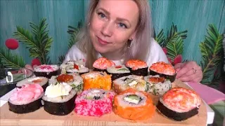 Мукбанг СУШИ РОЛЛЫ ЗАПЕЧЕННЫЕ СУШи Еда на камеру Русский мукбанг смотреть онлайн