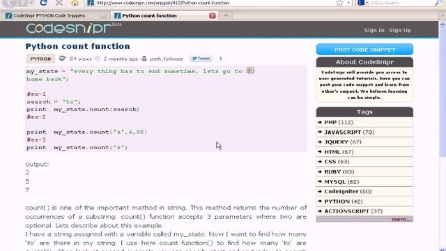 PYTHON Tutorial : Python count function смотреть онлайн