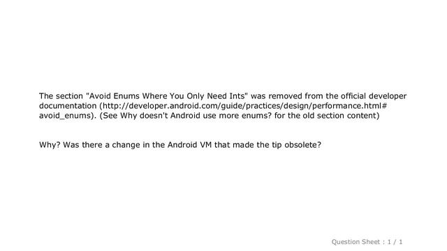 Android : Why was "Avoid Enums Where You Only Need Ints" removed from Android's performance tips? смотреть онлайн