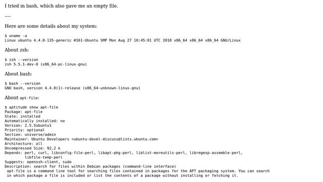 Ubuntu: How to redirect the output of `apt-file update` into a file? смотреть онлайн