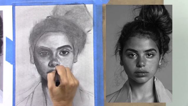 Charcoal Drawing Tutorial - Female Portrait смотреть онлайн