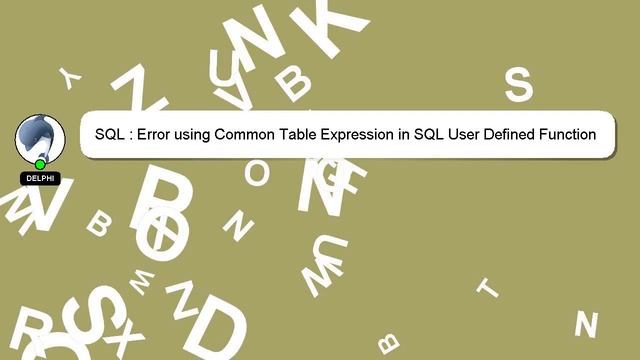SQL : Error using Common Table Expression in SQL User Defined Function смотреть онлайн