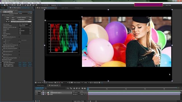 Инструменты для цветокоррекции видео в After Effects Waveform, Vectorscope - AEplug 082