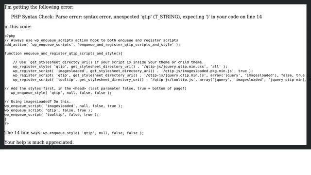 Wordpress: Parse error syntax error unexpected t_string смотреть онлайн