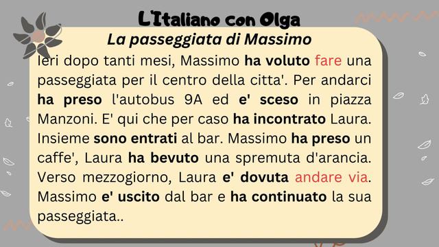 Итальянский язык. Читаем текст " La passeggiata di Massimo" смотреть онлайн