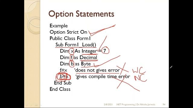 VB.NET Lecture 05(Part 3) - Option | Explicit | Strict | Compare | Infer | Statements | Hindi