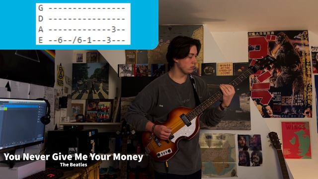 You Never Give Me Your Money by The Beatles (Bass cover with tab) смотреть онлайн