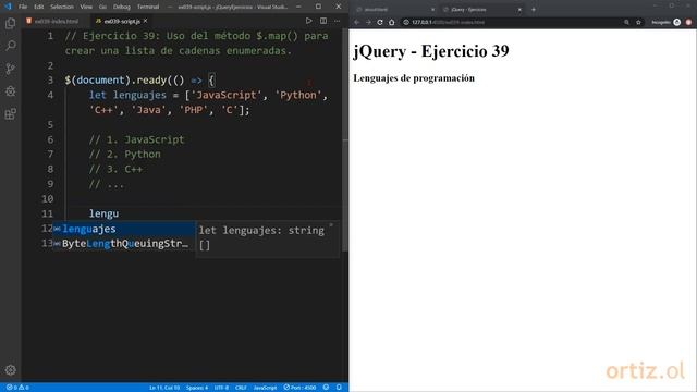 jQuery - Ejercicio 39: Uso del Método $.map() para Crear una Lista de Cadenas Enumeradas смотреть онлайн