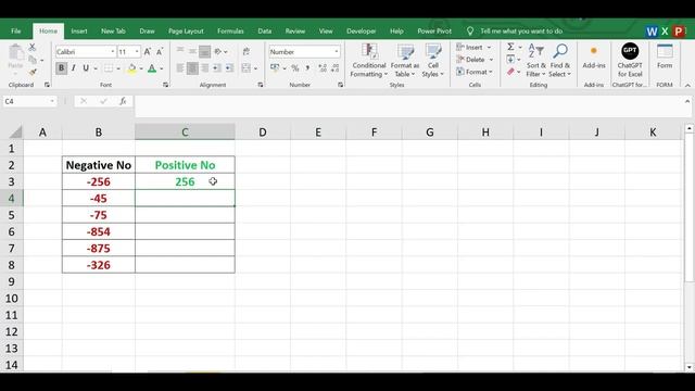 Convert Negative Number to Positive Number in Excel | #wxp #excel смотреть онлайн