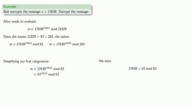 Decrypting RSA Using the Chinese Remainder Theorem смотреть онлайн