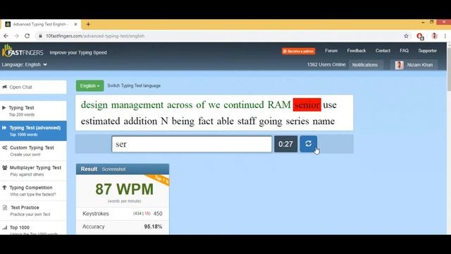84 WPM 10FastFingers Advance Typing Test - TypingGeek смотреть онлайн