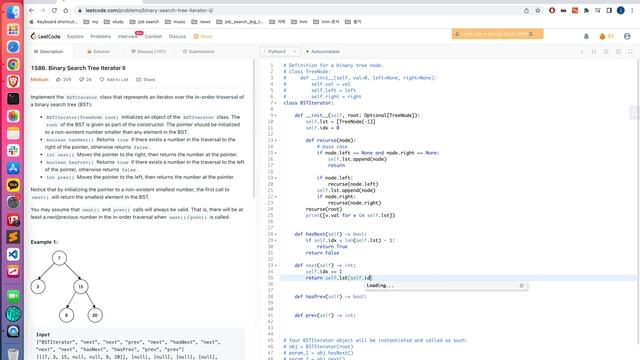 리트코드 1586. Binary Search Tree Iterator II | Medium | Python3 смотреть онлайн