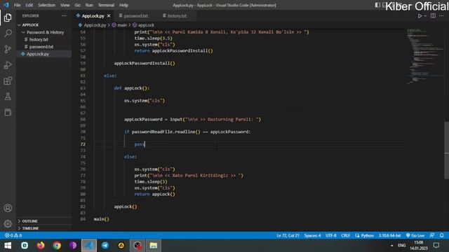 PYTHON DASTURLASH TILIDA | APPLOCK | YARATISH | @KIBEROFFICIAL смотреть онлайн