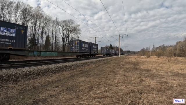 -"ВЛ80Т-1966" с контейнерным поездом на ж/д перегоне:"Вонлярово"-"443 километр".Россия.06.04.2023г. смотреть онлайн