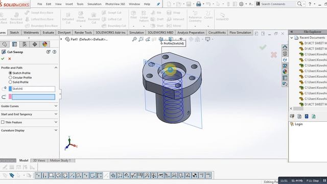 How to design Ball screw in solidworks смотреть онлайн