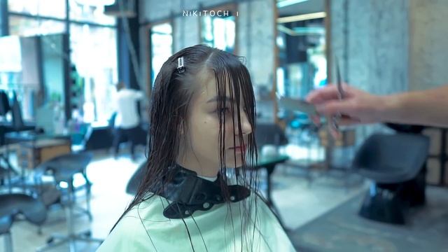 LONG LAYERED HAIRCUT technique with bangs for long hair - NIKITOCHKIN смотреть онлайн