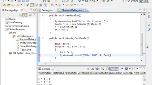 29 Java Program to display Factorial Table смотреть онлайн