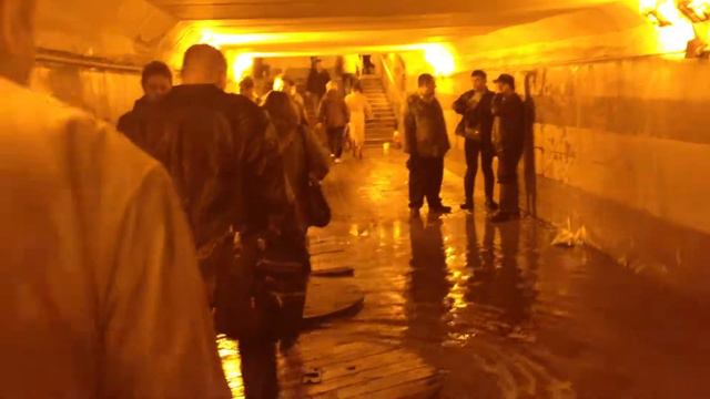 Затопленный переход станции Реутово 18.09.2013. Утро. смотреть онлайн