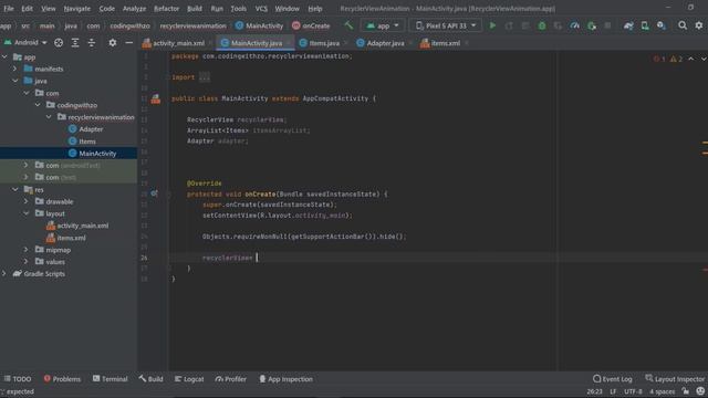 Android Studio | RecyclerView animation when scrolling смотреть онлайн