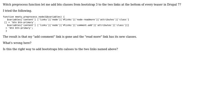 Drupal: How do I add classes to read-more link and add-comment link on node for bootstrap 3? смотреть онлайн
