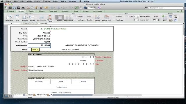 Print Bank Checks in Microsoft Excel (Bank Cheque) смотреть онлайн