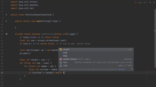 59 - Partition Equal Subset Sum - Final DP solution in Java смотреть онлайн
