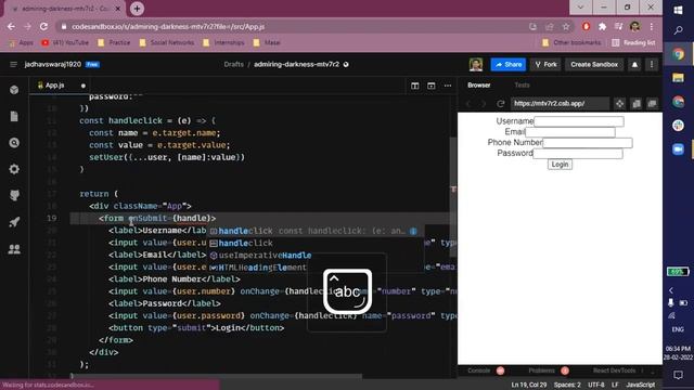 Login form with React Hook ( useState ).. смотреть онлайн