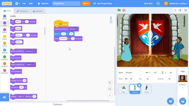 Make story with Scratch 3 - Frog Prince (Coding for kids) смотреть онлайн