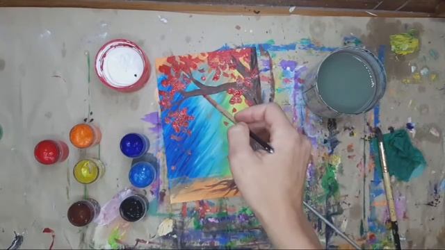 ОСЕННИЕ КАЧЕЛИ |Гуашь? Рисование для новичков|Запись прямого эфира смотреть онлайн