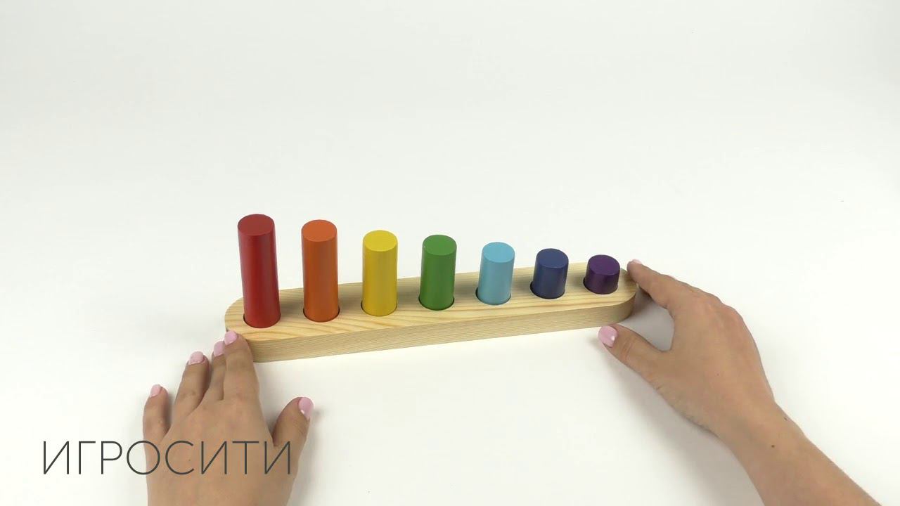 Цилиндры втыкалки "Радуга" 1 ряд, RNToys, арт. Д-734 смотреть онлайн