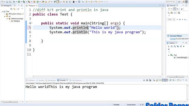 Java Programming Tutorial 08 difference between print and println in java смотреть онлайн