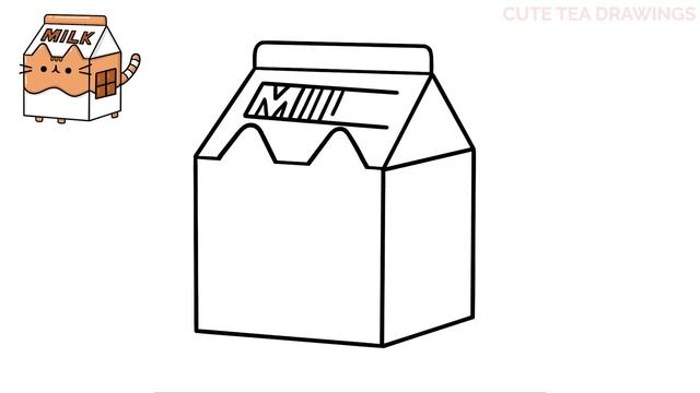 How To Draw Pusheen Cat - Chocolate Milk Carton | Cute Easy Step By Step Drawing Tutorial смотреть онлайн